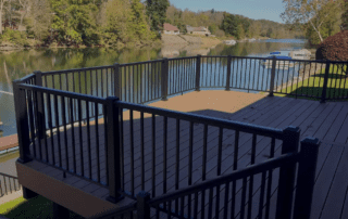 Black Lincoln Aluminum Railing with Variable Angle Wedge used on angled corners