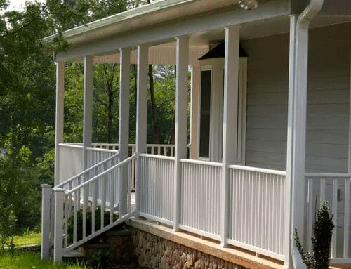 5×5 Smooth Structural Porch Posts and White Classic Vinyl Railing
