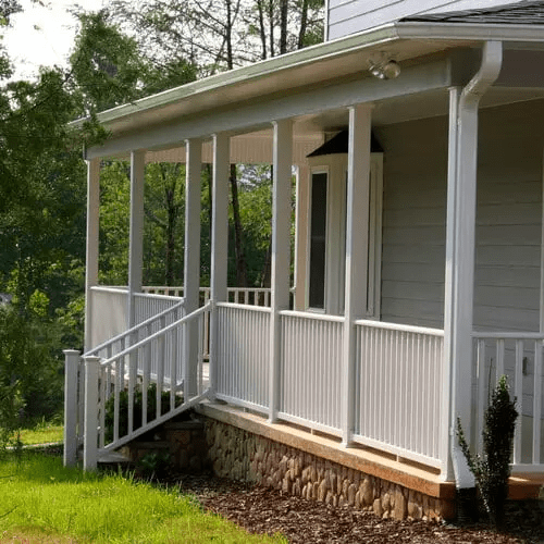 5x5 Smooth Structural Porch Posts and White Classic Vinyl Railing